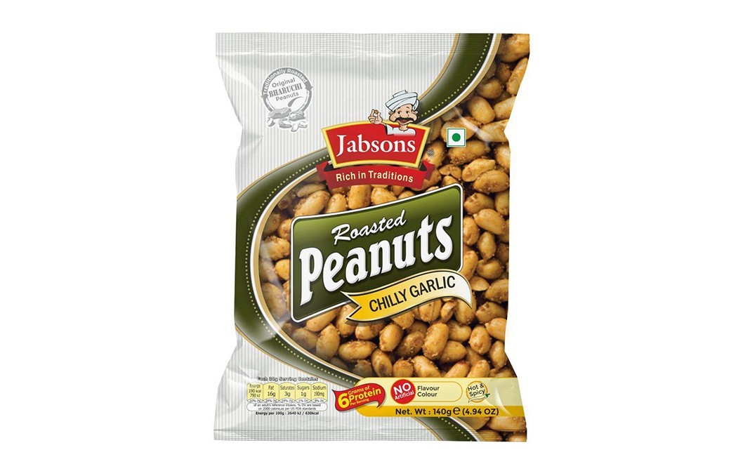 Jabsons Roasted Peanuts Chilly Garlic    Pack  150 grams